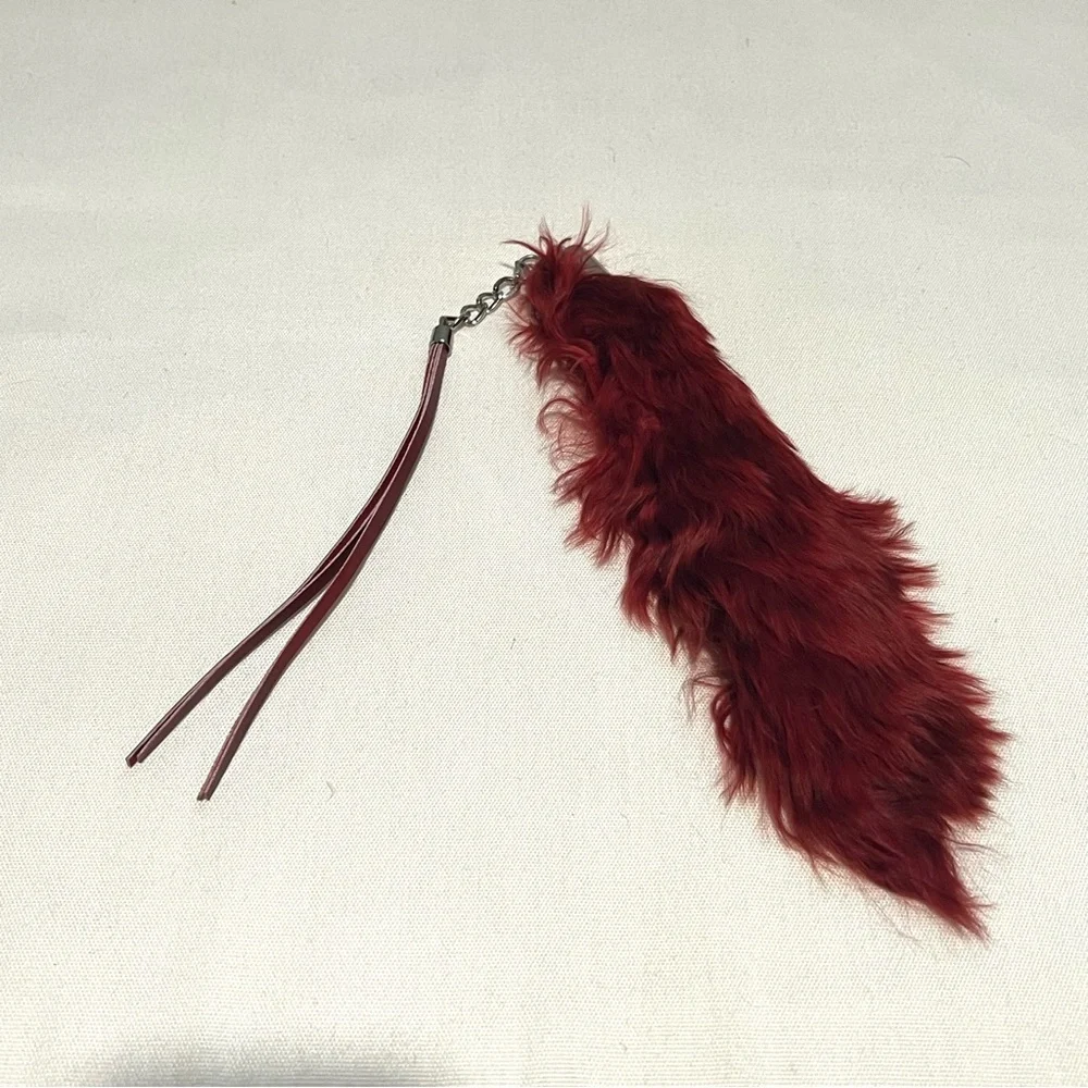 NWT NEW Maroon Red Feathery Leather Key Chain Key Holder